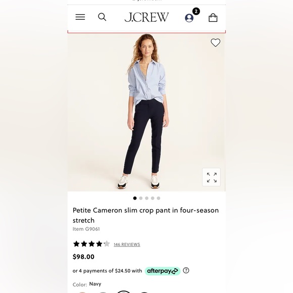 NWT Petite Cameron slim crop pant in four-season stretch sz 2P - Picture 3 of 4